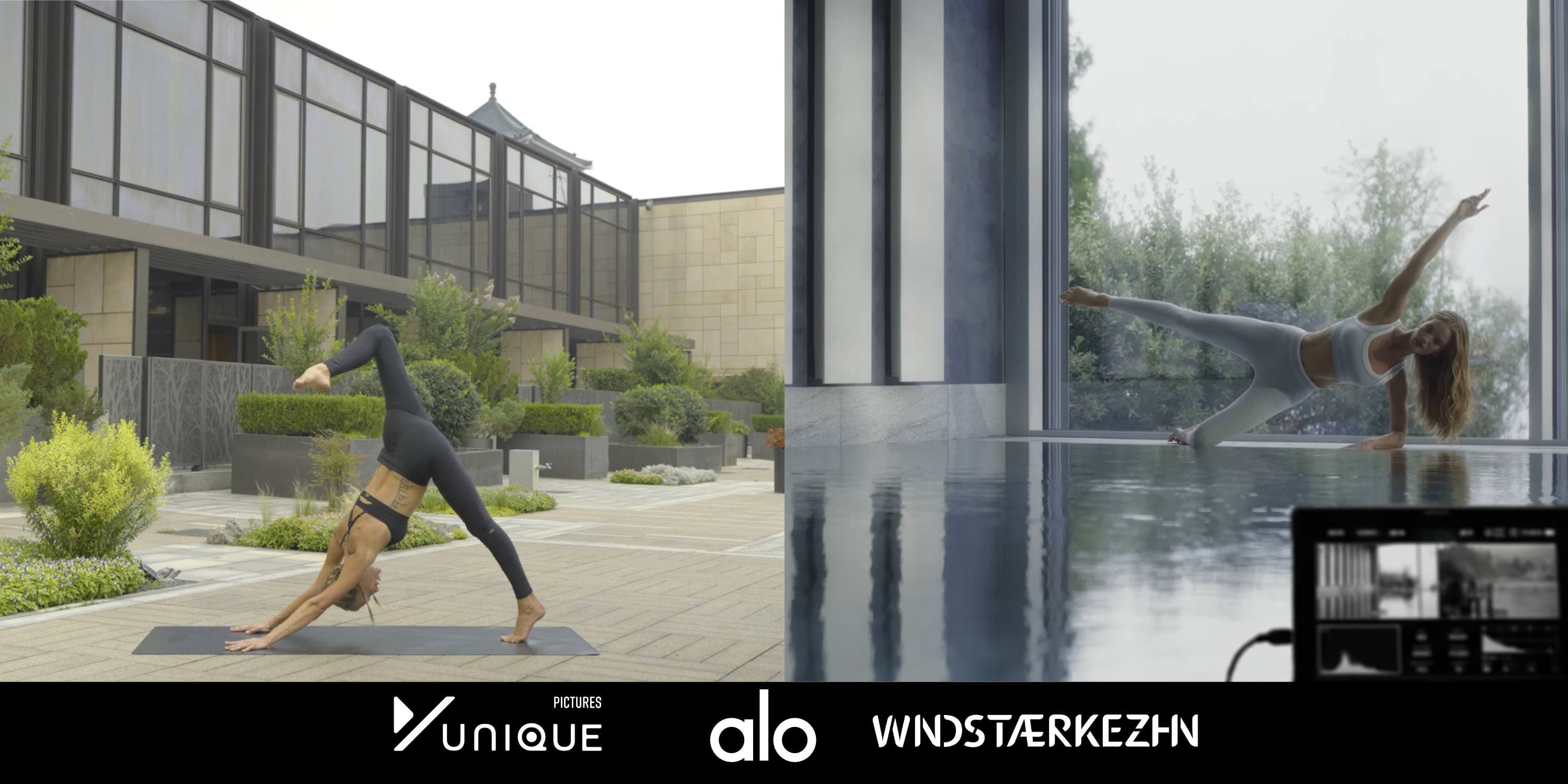 Alo Yoga production stills — Hamburg and Beijing campaigns
